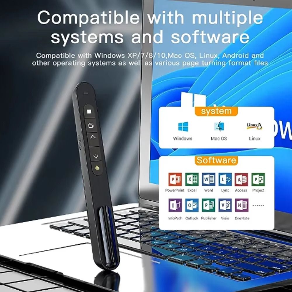 Presentation Remote Laser - 2.4GHz Wireless Presentation Clicker Infrared Remote